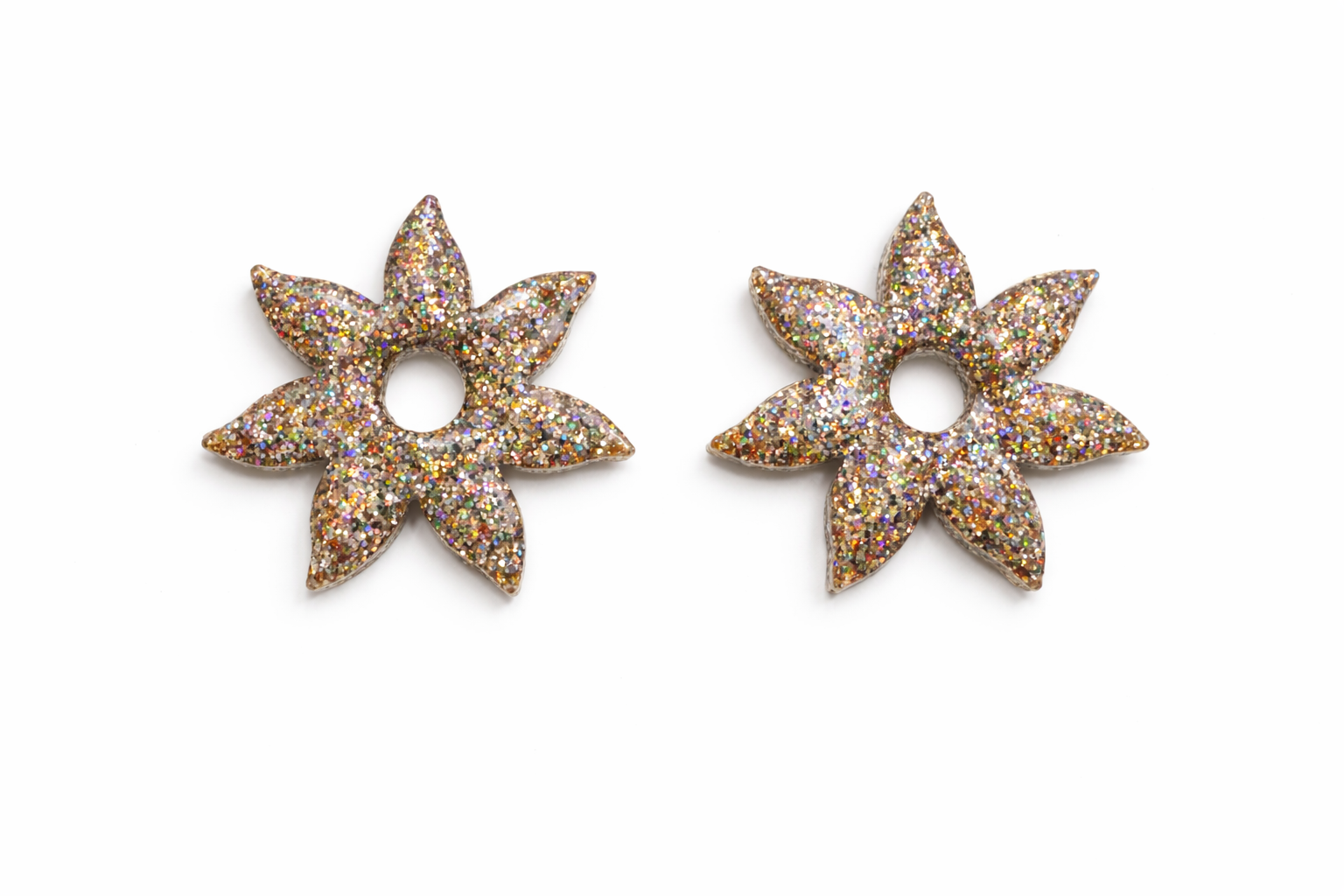 Pampilles Stardust Paillettées Interchangeables Résine Boucles d'Oreilles Modulables Fait Main France - Bijoux Joséphine