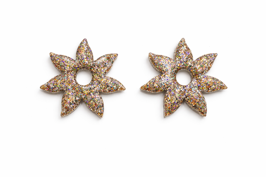 Pampilles Stardust Paillettées Interchangeables Résine Boucles d'Oreilles Modulables Fait Main France - Bijoux Joséphine